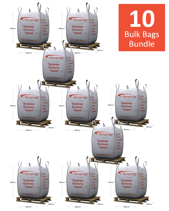 10 Standard Screened Economy Topsoil Bulk Bag Bundle